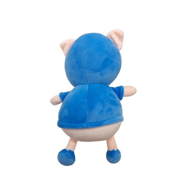 Moshi Moshi Plush Pink Pig Stuffed Animal Blue shirt "Let's Go" 10" - Picture 3 of 6